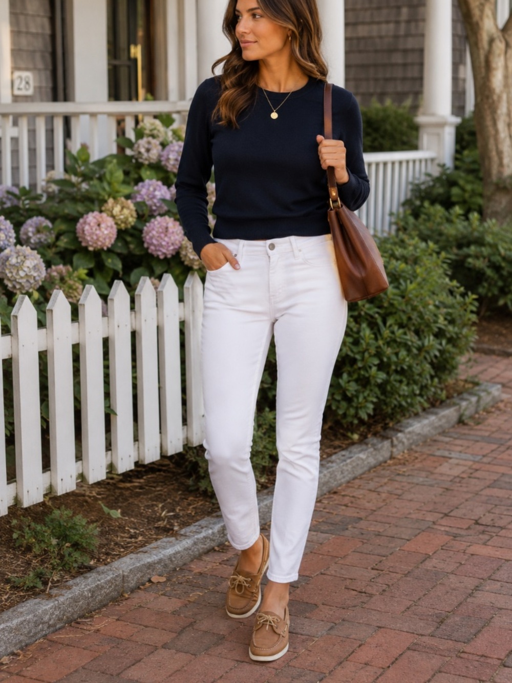 Ralph Lauren Black Label Women's Navy Mercerized Cotton Crewneck Top - M